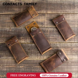 CONTACT'S FAMILY 3/5/10 Pcs Wholesale Genuine Leather Watch Box Bracelet Storage Bag Portable Travel Jewelry Leather Watch Pouch