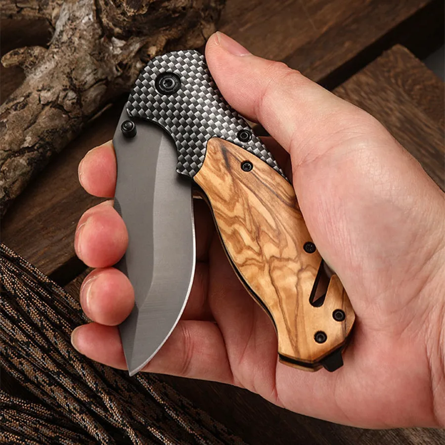 Premium Outdoor Stainless Steel Folding Knife - Versatile Portable Multi-Functional Fruit and Camping Survival Tool