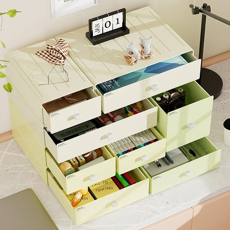 INS Ice Cream Color Desktop Cabinet Stackable Storage Box Drawer Type Home Office Stationery Cosmetics Organizer