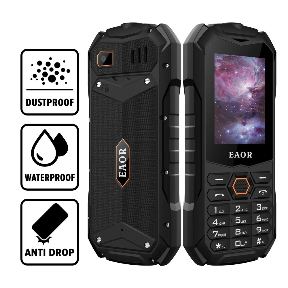 Top IP68 wasserdichtes Telefon schlankes robustes Telefon stoßfest 2000mah Dual-Sim-Tastatur-Telefone verfügen über Telefon mit Blendung Taschenlampe Handy