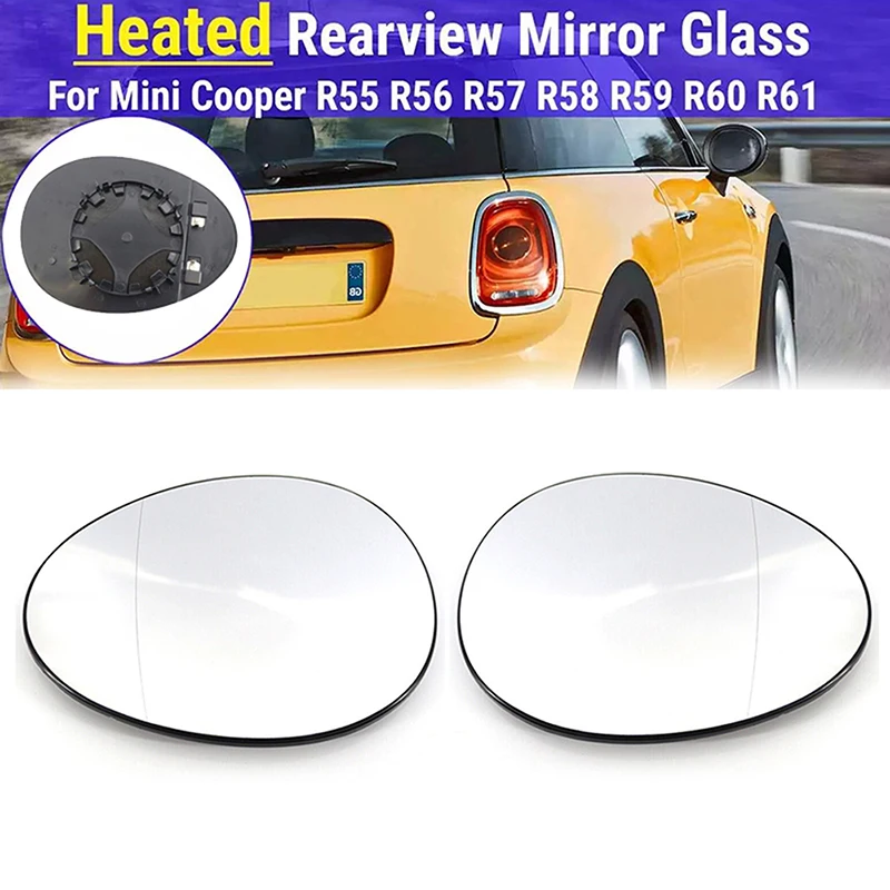 Heated Wing Mirror Glass for MINI Cooper R55 R56 R57 R58 R59 R60 R61 Wide Angle Car Rearview Lens Rain Winter Safe Driving