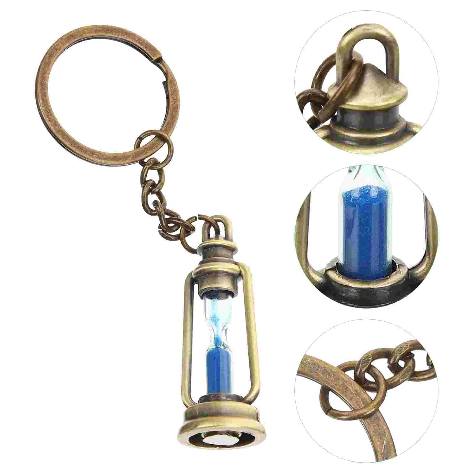 5 Pcs Hourglass Keychain for Men Keyrings Clocks Women Sand Timer Chains Backpack Keychains Decorate Metal Car Keys Funny