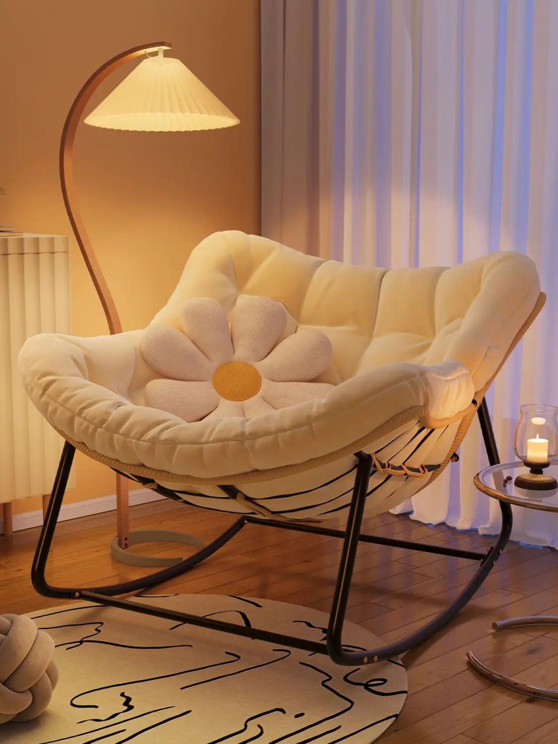 Rocking Chair, Rattan Recliner, Balcony, Home, Leisure, Single Lazy Sofa Internet Celebrity Small Apartment, Bedroom, Chair