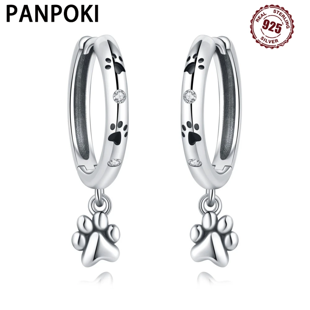 925 Sterling Silver Pet Paw Print Tassel Drop Earrings Women Earrings Girl Charm Fashion Versatile Party Jewelry Birthday Gifts