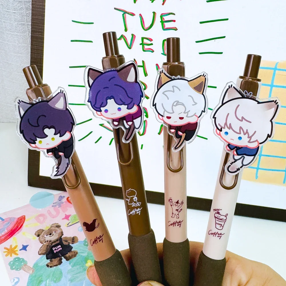 

Anime Love and Deepspace Sylus Rafayel Zayne Xavier Cosplay Black Retractable Gel Pen Cartoon Roller Ball Pens Soft Sheath Xmas