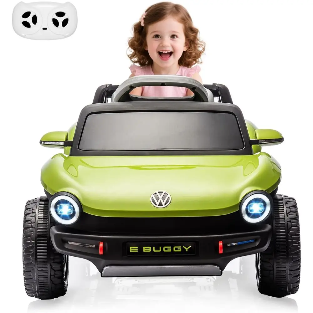 รถยนต์เด็กนั่งขับ 12V ลิขสิทธิ์แท้ Volkswagen Beetle ของเล่นรถยนต์ไฟฟ้าสำหรับเด็กเล็ก รถ 4 ล้อ พร้อมรีโมทควบคุมสำหรับผู้ปกครอง สีเขียว