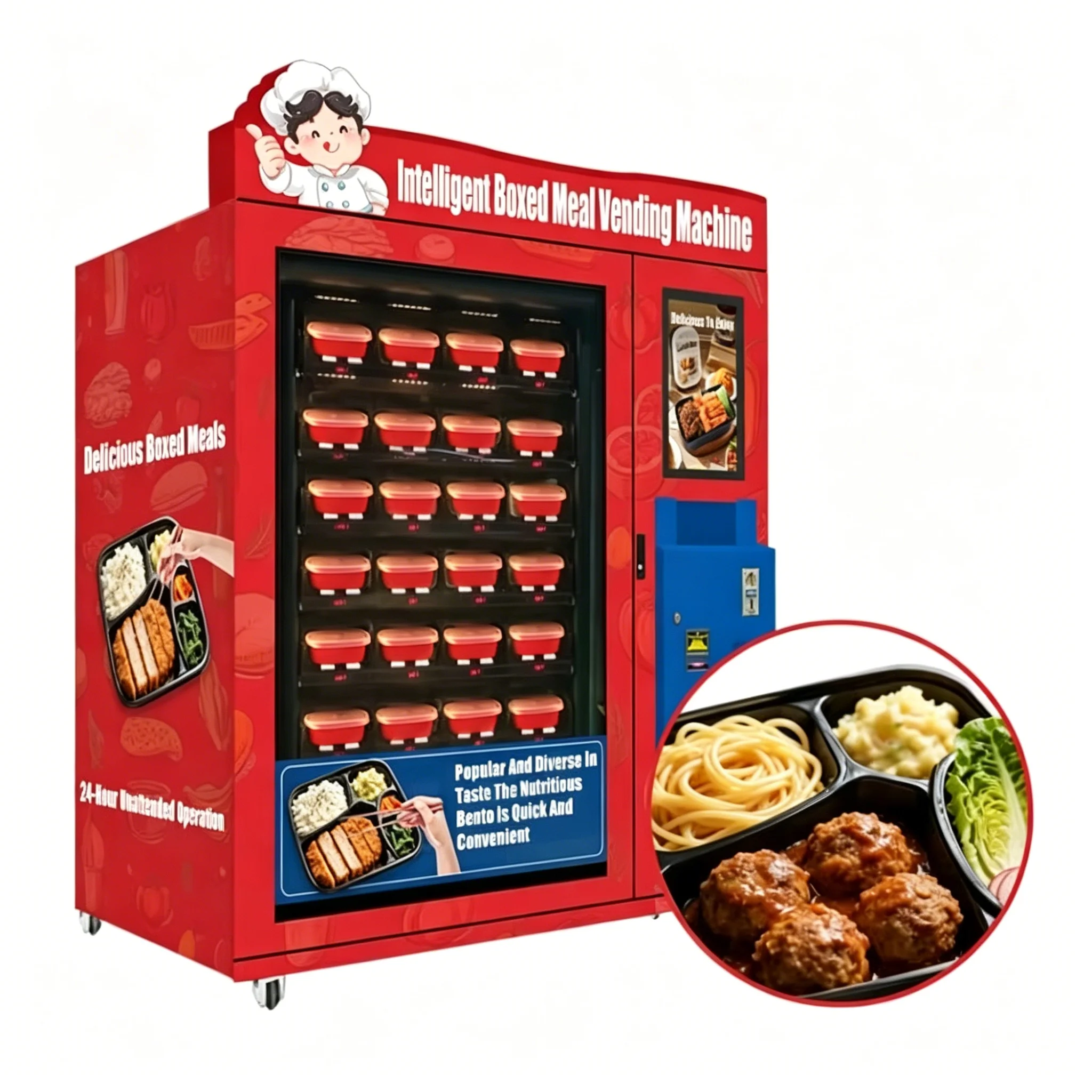 24 Hours Convenient Store Oven Heated Fast Meal Bento Lunch Box Vending Machine for Hot Food