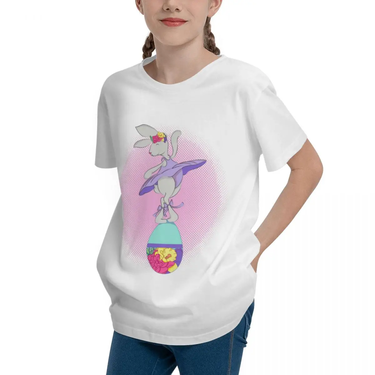 Easter Ballerina Bunny Women's Fitted High grade Fitness Teeanger Basic Short Sleeve T-Shirt Retro Tshirt Funny Novelty