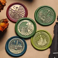 City Seal Wax Stamps Solid Copper Head Sealing Wax Stamps DIY Cards Scrapbooking Envelopes Invitation Decor Paris Rome New York