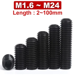 12.9 High Strength Carbon Steel Headless Set Screw Concave Tail Machine/hexagon Socket/kimmi Top Screw M1.6 M2 M2.5 M3~M24 Black