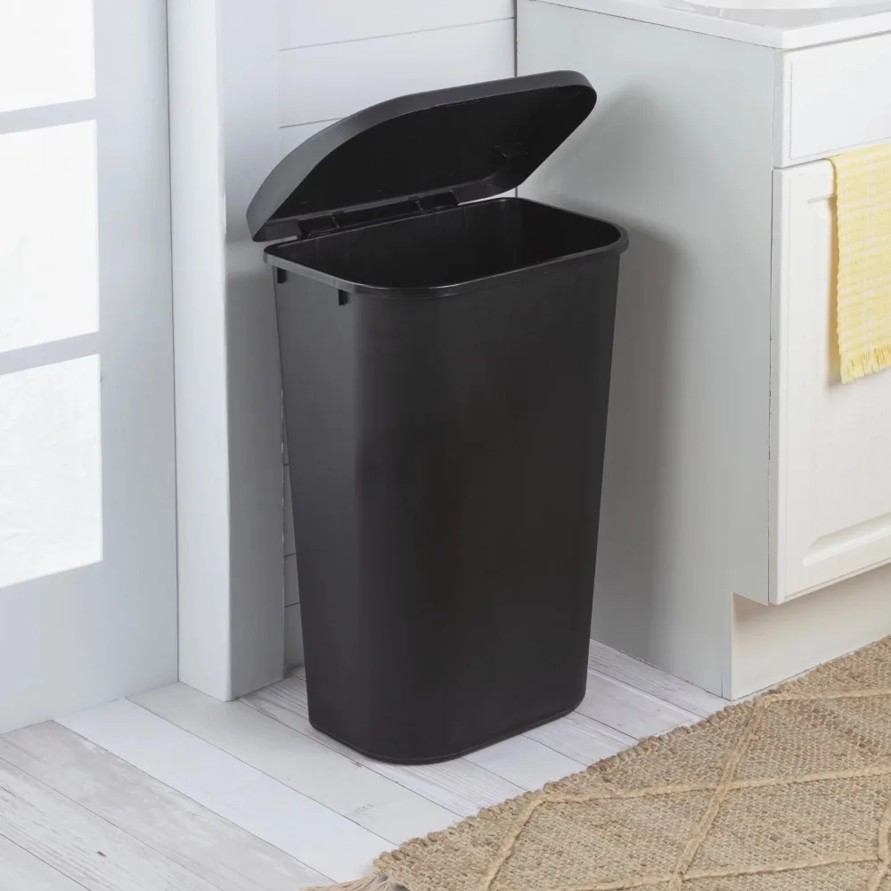 11.3 Gallon Large Capacity Lift-Up Plastic Waste Basket - Space-Saving, Easy to Clean, and Versatile - Ideal for Kitchen