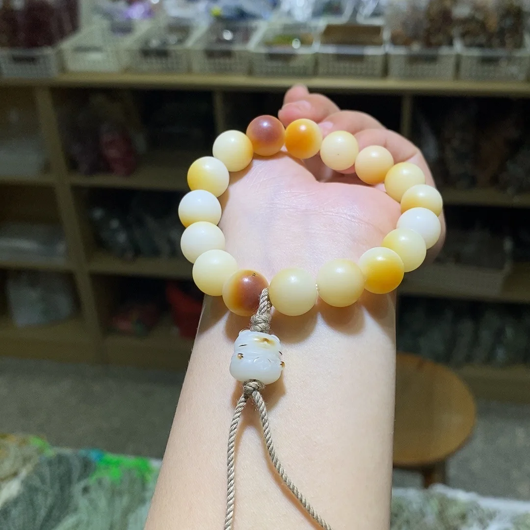 Charcoal-fired white jade Bodhi with lucky cat bracelet fashion boutique cute women's Bodhi bracelet cultural play