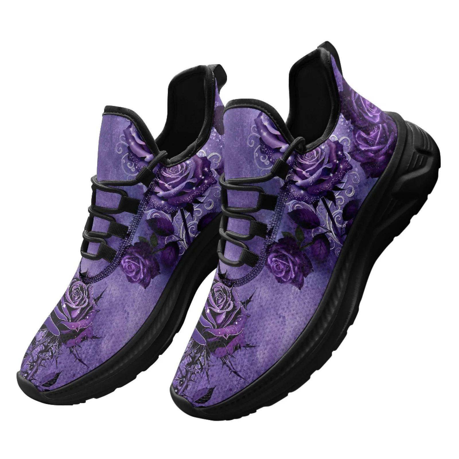 PENSTROLL Mesh & EVA Comfortable Mens Mesh Sneakers Lightweight Men's Sneakers for Fitness Enthusiasts Casual Purple Rose Print