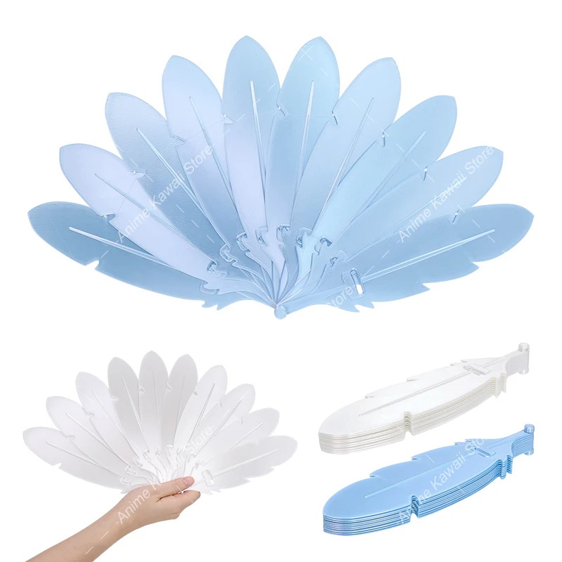 3D Printed Feather Shape Folding Fan, Portable Summer Cooling Handheld Fan Elegant Folding Fan for Weddings And Parties Acces