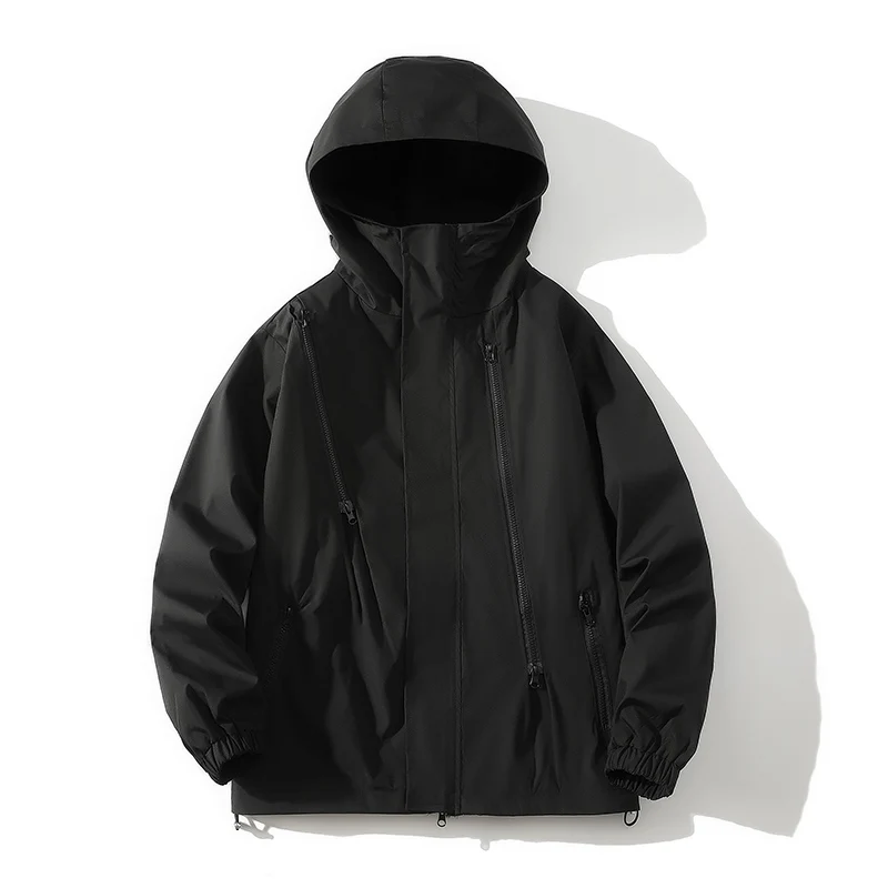 

Autumn New Men's Jacket Outdoor Casual Hooded Stylish Zipper Jackets Solid Color Simple Basic Style Hiking Climbing Outwear