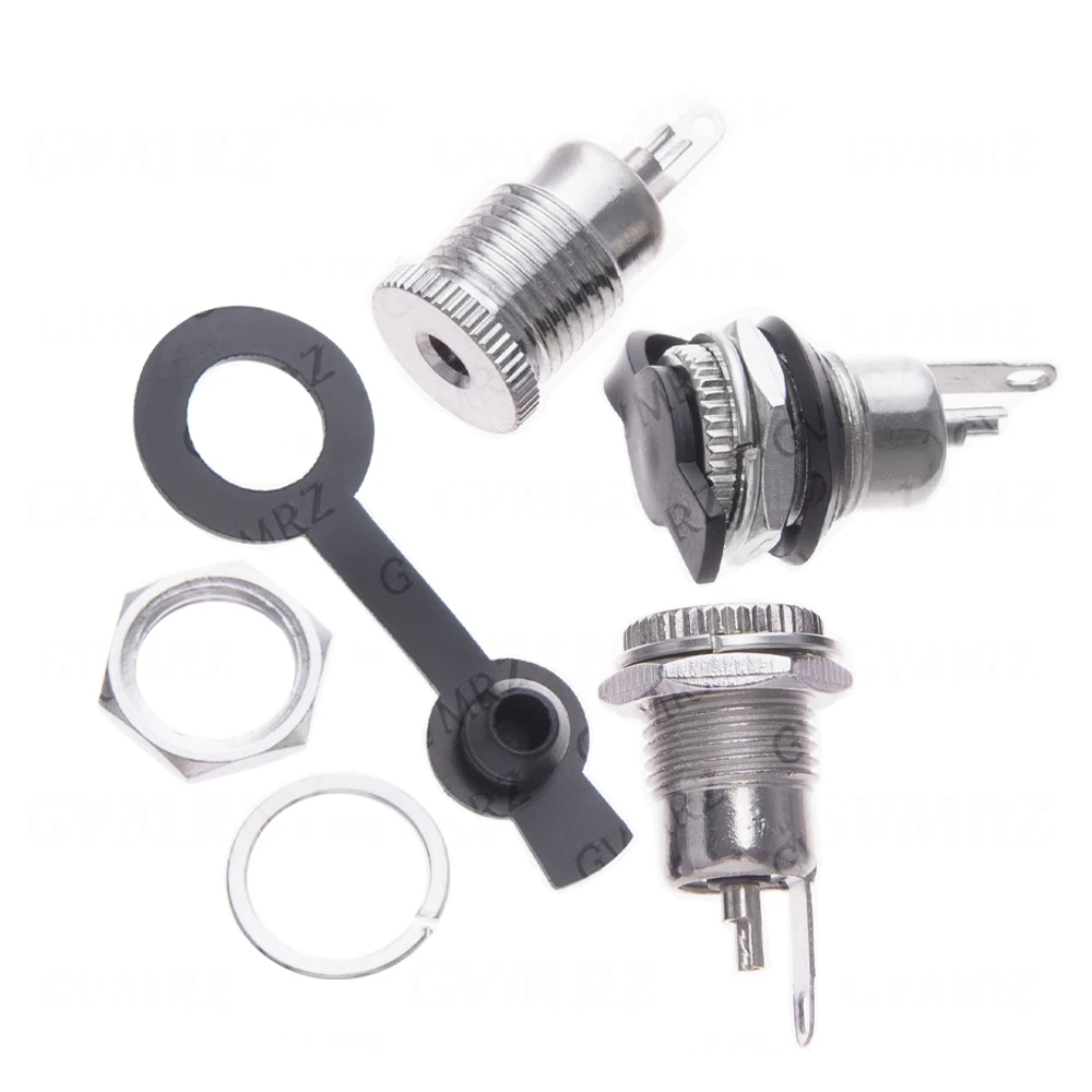 10pcs/LOT 5.5*2.1 5.5*2.5  DC099 5.5 mm x 2.1mm DC Power Jack Socket Female Panel Mount Connector Metal DC-099 Open Hole 11MM
