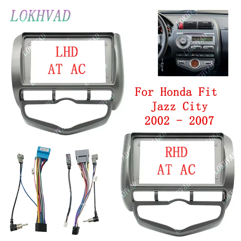

2-диночный автомобильный радиоприемник для Honda Fit Jazz City 02-07 AT, авто стерео аудиоплеер, DVD-панель, комплект приборной панели, рамка, держатель центральной консоли