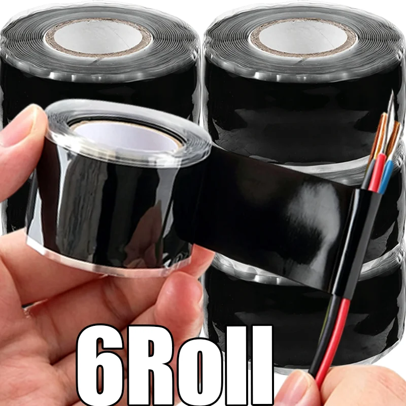6/1Roll Silicone Repair Tape Self-Adhesive Plumbing Pipe Repair Tapes Waterproof Hose Leaks Wrapping Electrical Wires Tapes