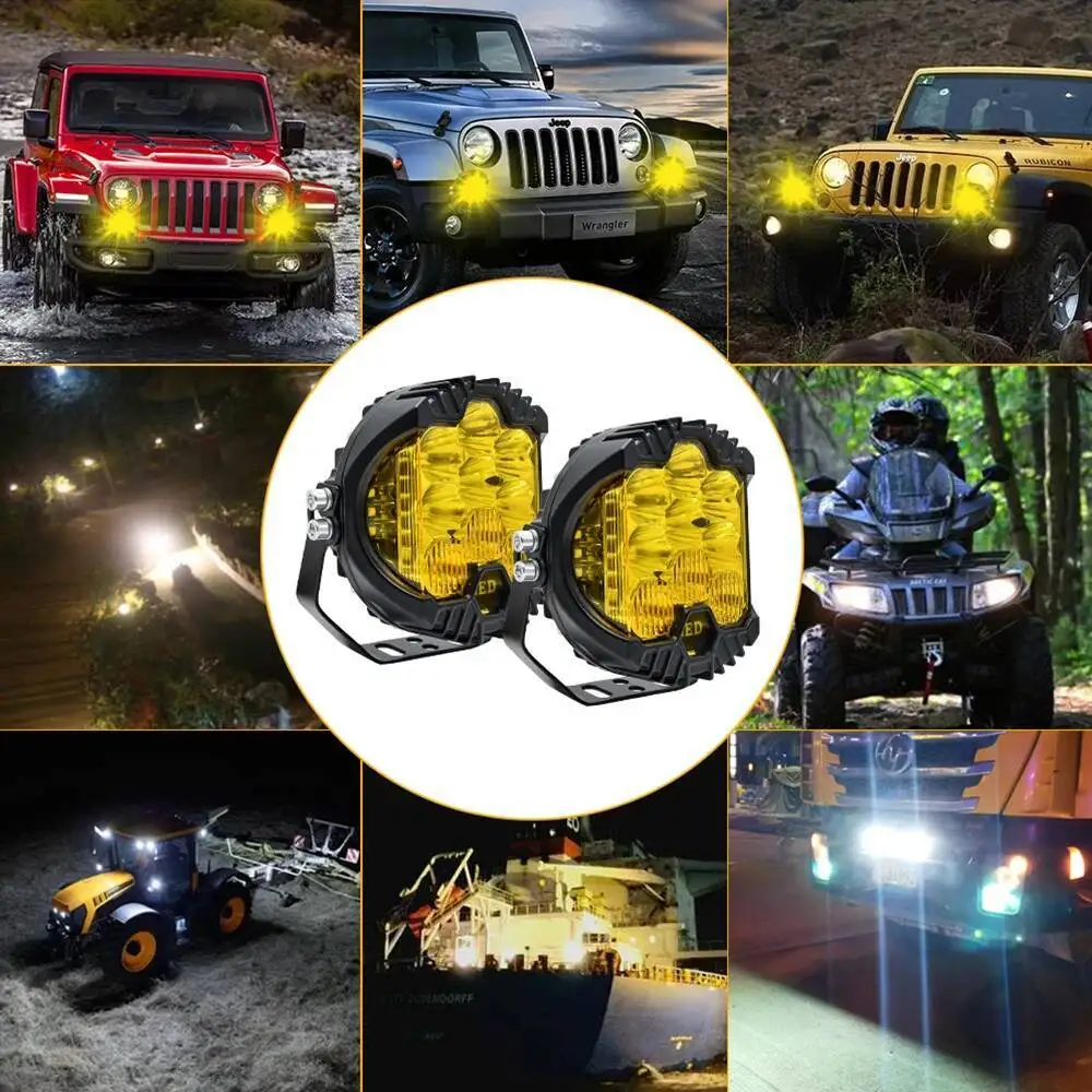 White Yellow Motorcycle Headlights Auto Driving Light LED Spotlight 7Inch 5Inch DRL Led Work Lamp For Niva Lada Offroad 4X4 Jeep