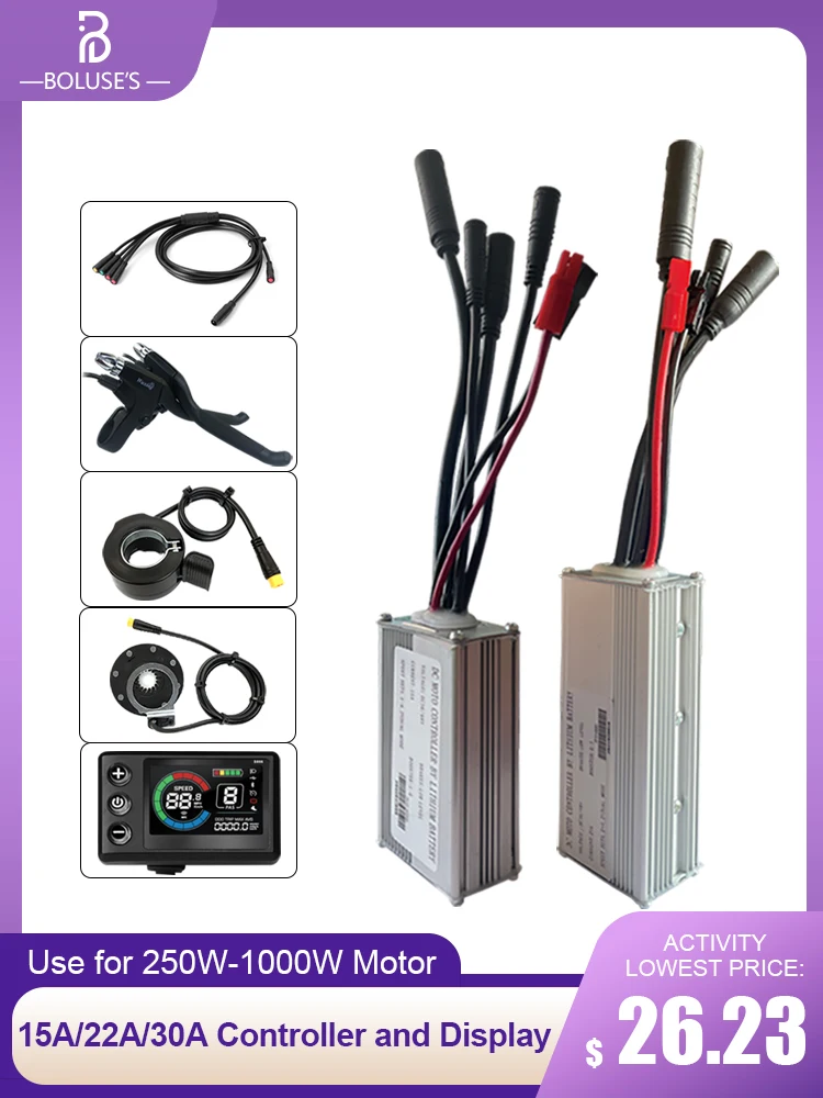 AliExpress BOLUSE Electric Bicycle Controller 15A/22A/30A JN Sine Wave Waterproof Plug Controller S866-1S Color Display for Electric Bike Kit