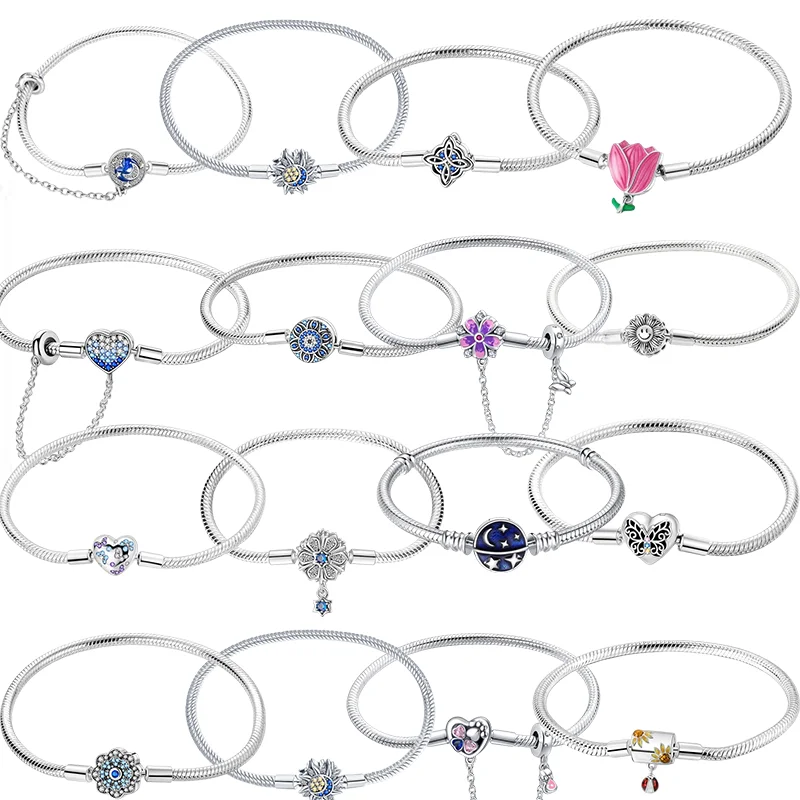 

925 silver chrysanthemum bow bracelet - DIY jewelry accessory, pendant, decoration piece, girls' high-quality gift