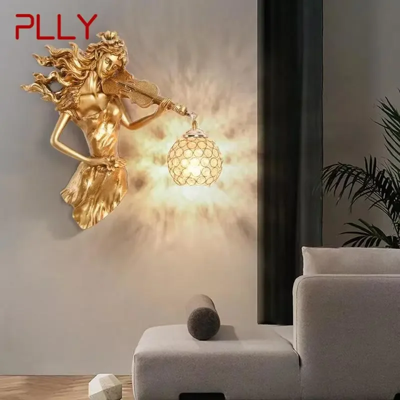 

PLLY Modern LED Gold Wall Light Indoor Creative Vintage Resin Sconce Lamp for Home Living Room Bedroom Corridor Decor