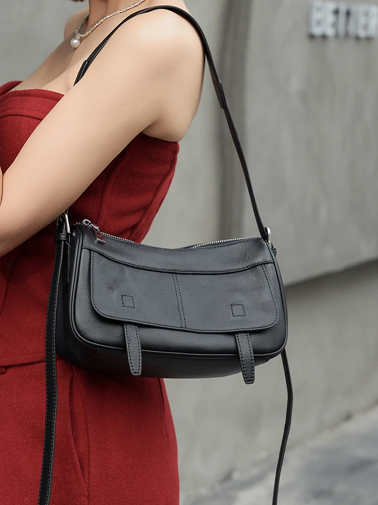 Women's Fashion Genuine Leather Crossbody Bag Lightweight Shoulder Bag Daily Messenger Bag For Ladies Casual Commuter Gift