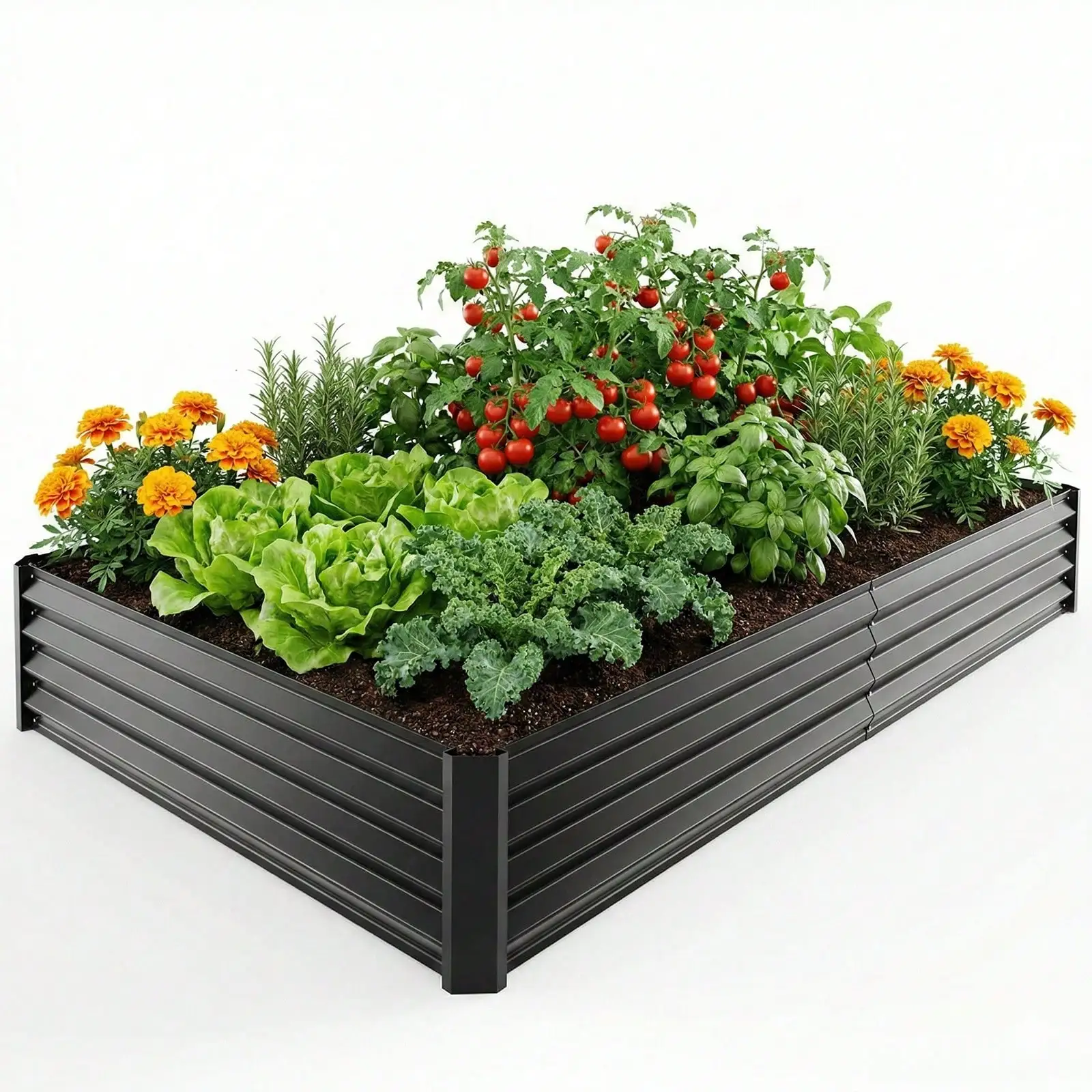 Galvanized Raised Garden Bed, 4x2x1ft/6x3x1ft/8x4x1ft, Outdoor Metal Planter Box Metal Patio Kit Planting Bed For Vegetables Flowers Herb, SilverGardening Pots, Planters & Accessories