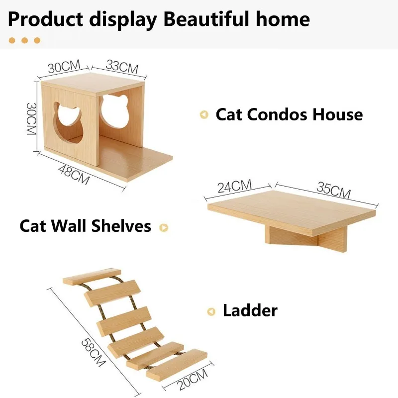 Cat Wall Shelves, Cat Wall Furniture,Shelves and Perches for Wall, Wall Steps Set with 2 Cat Condos House