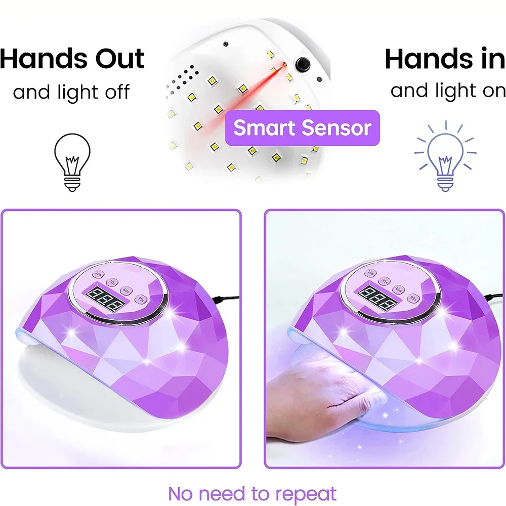 DianaBeauty 86W UV LED Lâmpada para unhas Lâmpada para manicure com 39 LEDs de secagem rápida Lâmpada de secagem para unhas Luz de cura para esmalte em gel