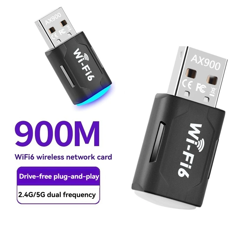 900Mbps WiFi 6 USB Adapter AX900 2.4G 5G Dual Band USB Dongle Wireless WLAN Receiver for Win10&Win11
