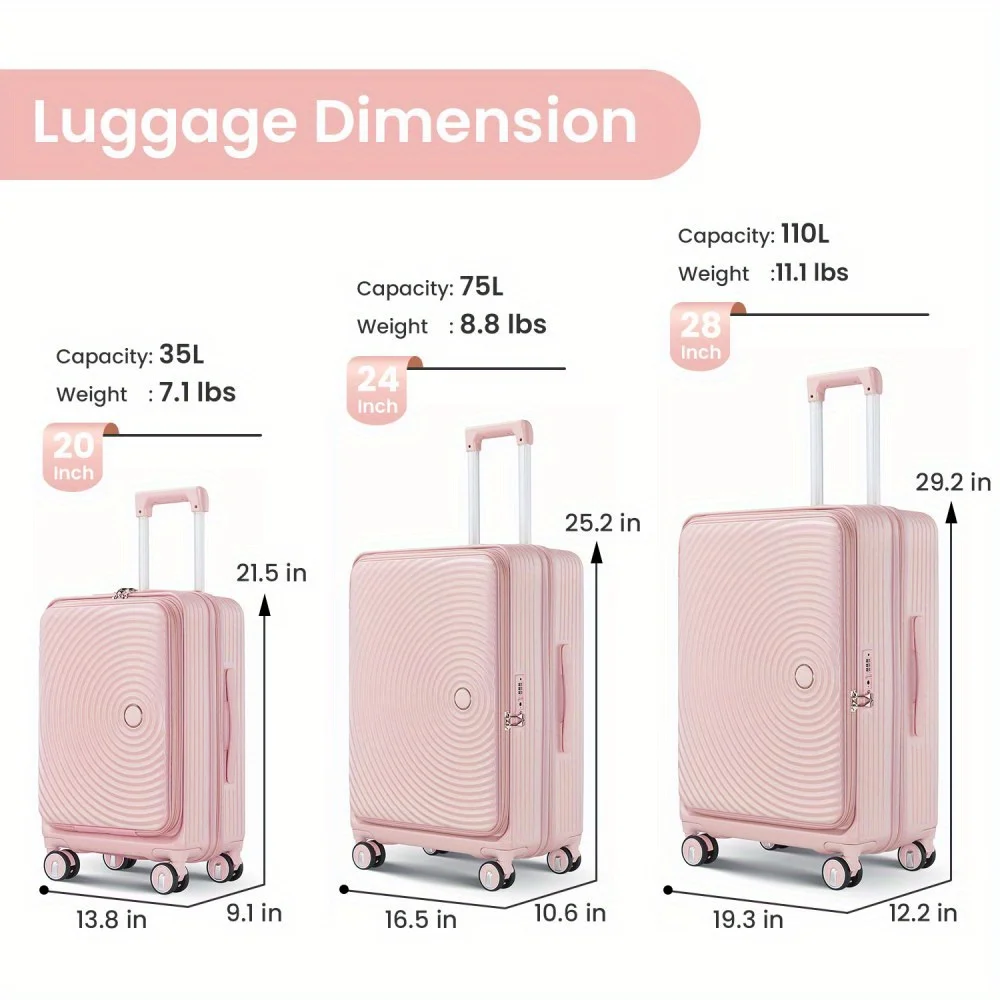 Luggage Sets 3 Piece(20/24/28), Expandable Carry On Luggage with TSA Lock Airline Approved, 100% PC Hard Shell and Lightweight S