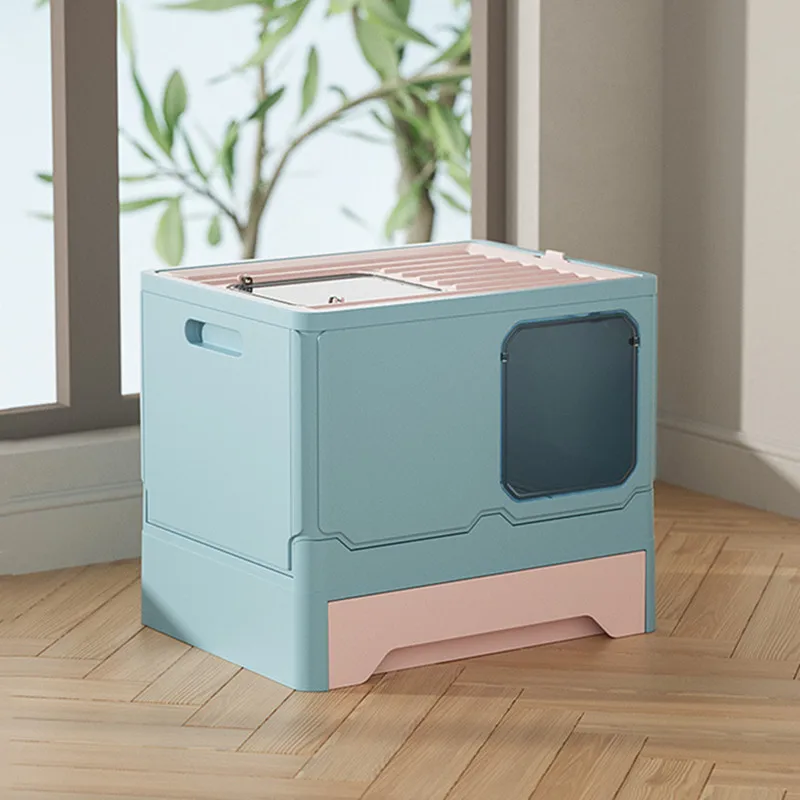Cat Litter Box Foldable Disassembled Design Bedpans Sandbox Cat Toilet Extra Large High Tray Top Entry Litter Box Goods For Cats