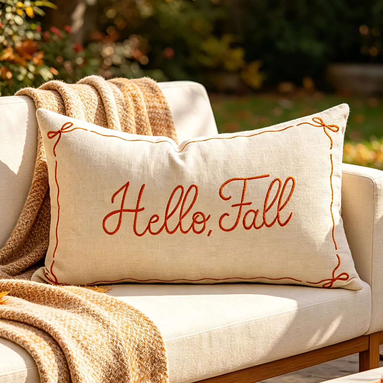 Thanksgiving Day Kissenbezug Cojines Hello Fall Buchstaben-Stickerei Sofakissenbezug Dekoration Kissenbezüge 30x50cm – Detail 8