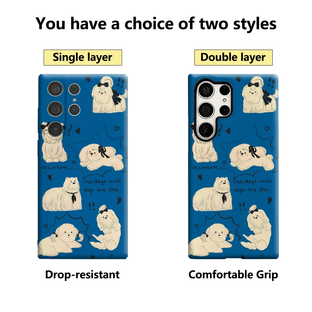 حافظة لهاتف سامسونج جالاكسي S25 Ultra S24 S23 Ultra Plus غطاء خلفي لامع بطبقة مزدوجة لهاتف جرو