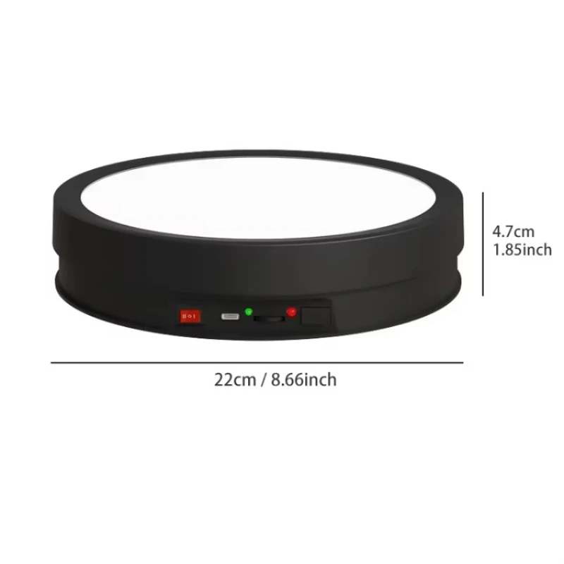 22Cm Rgb Color Light Emitting Diode with Charging Power Adapter Electric Rotary Display Stand Studio Photography Lighting Dials