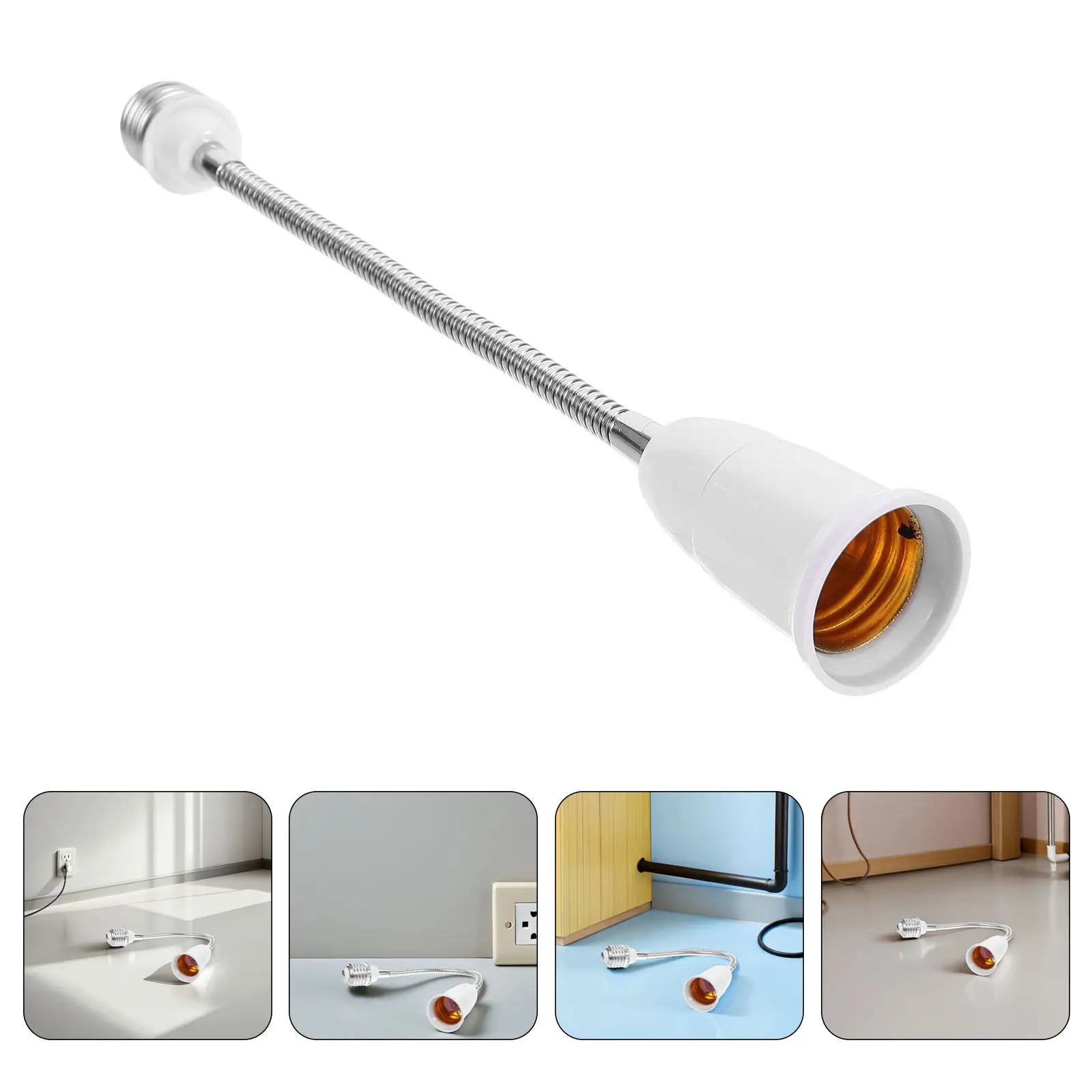 2Pcs Adjustable E27 Rotatable Lamp Socket Converter Light Bulb Socket Extender Flexible Extension for Home Office