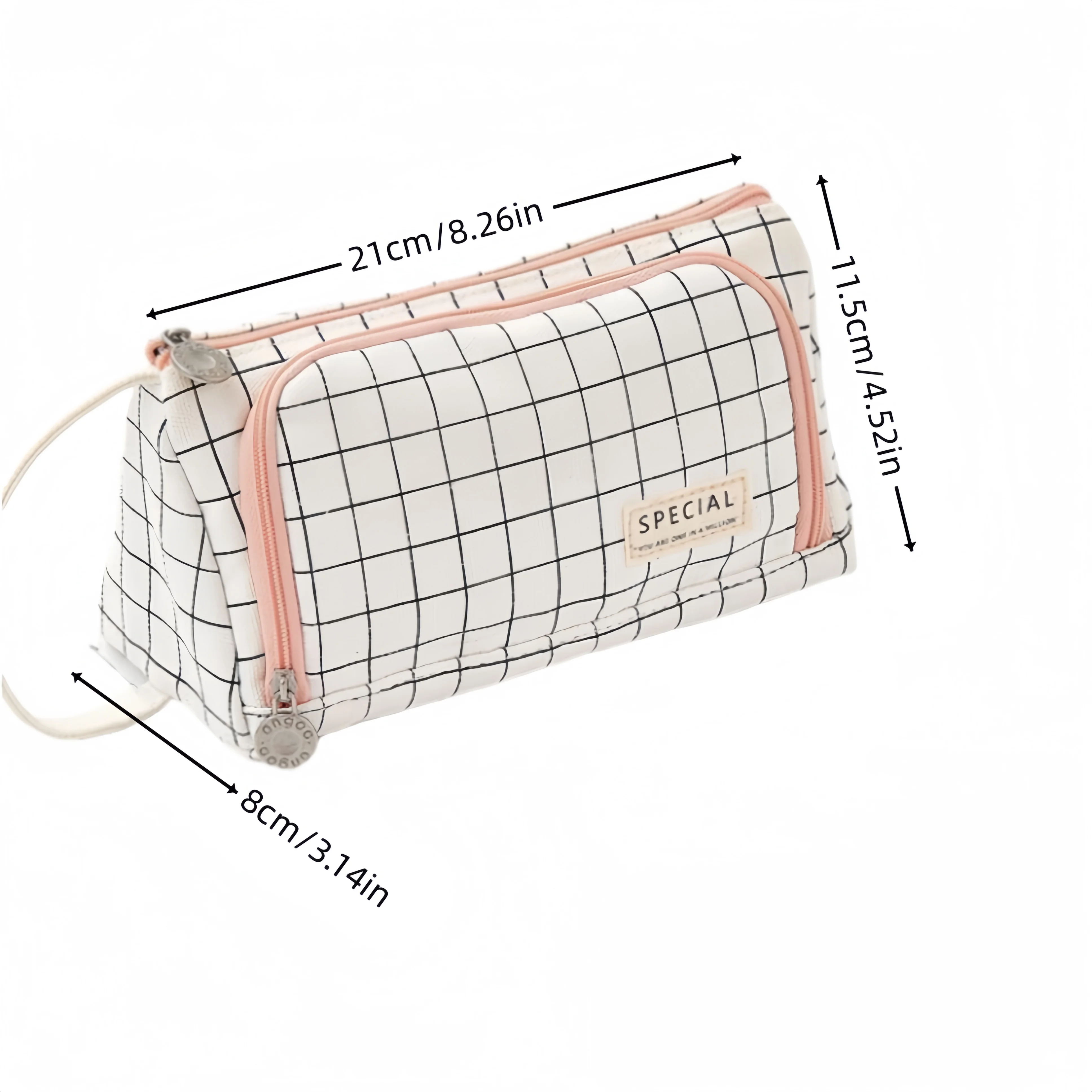 Canvas triangular simple aesthetic stationery box, large capacity portable pencil bag, suitable for student office use