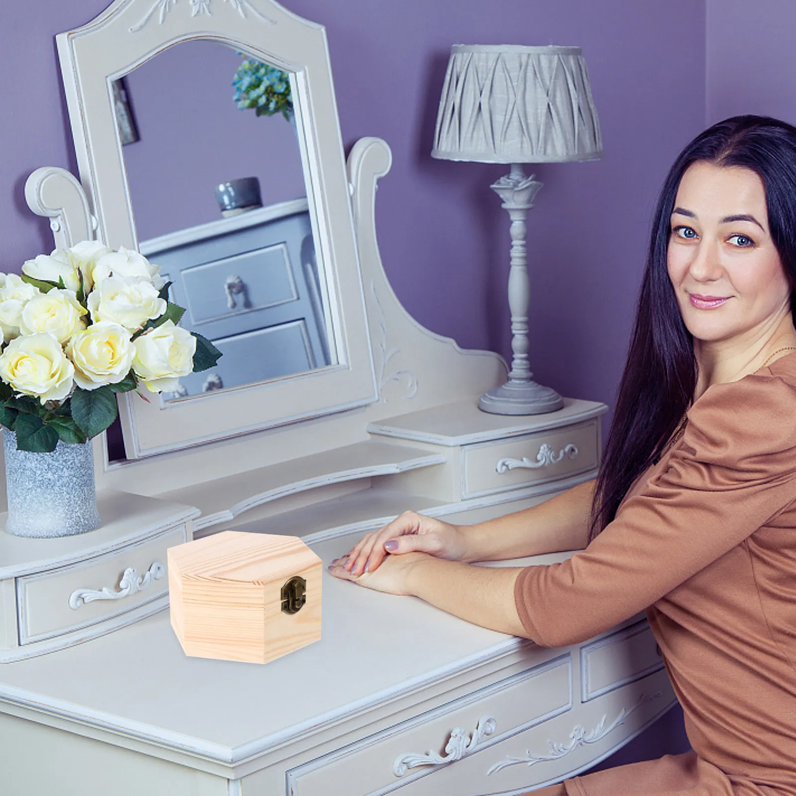 

Wooden Jewelry Box Simple Appearance Safe Storage for Rings Earrings Necklaces Bracelets Decorative Trinket Organizer Case