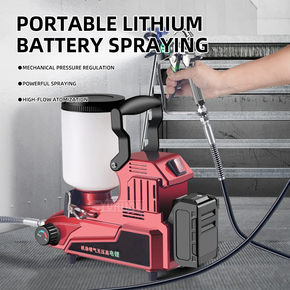 500w 2L/min Cordless Airless Paint Sprayer, Lithium-Ion, High Pressure for Latex Paint and coatings ,Airless Spray Gun