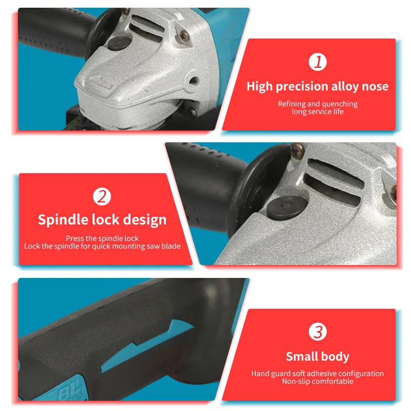 Imagem -04 - Ato-brushless Elétrica Grinding Machine Ferramenta para Carpintaria Cordless Angle Grinder Velocidade de Corte 18v Makita Battery 125 Milímetros