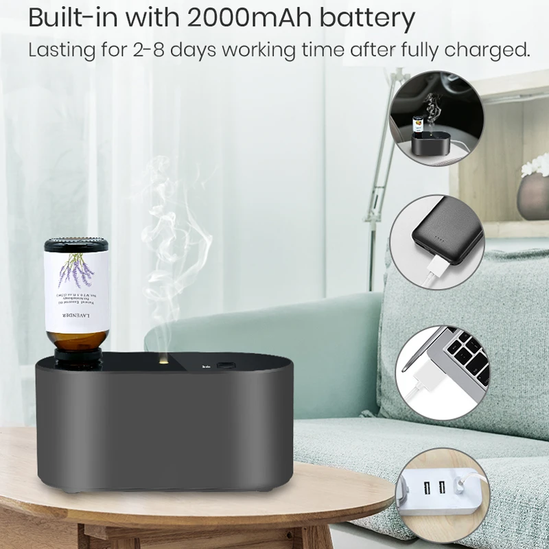 Waterless Aroma Diffuser Nebulizer Essential Oil Diffuser Mute Office Room Home Fragrance Air Freshener Electric Aromatic Oasis