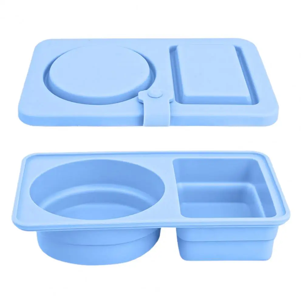 Bpa-free Silicone Snack Box 2/4pcs Foldable Silicone Sauce Containers with Lids Double Compartment Snack Boxes Reusable