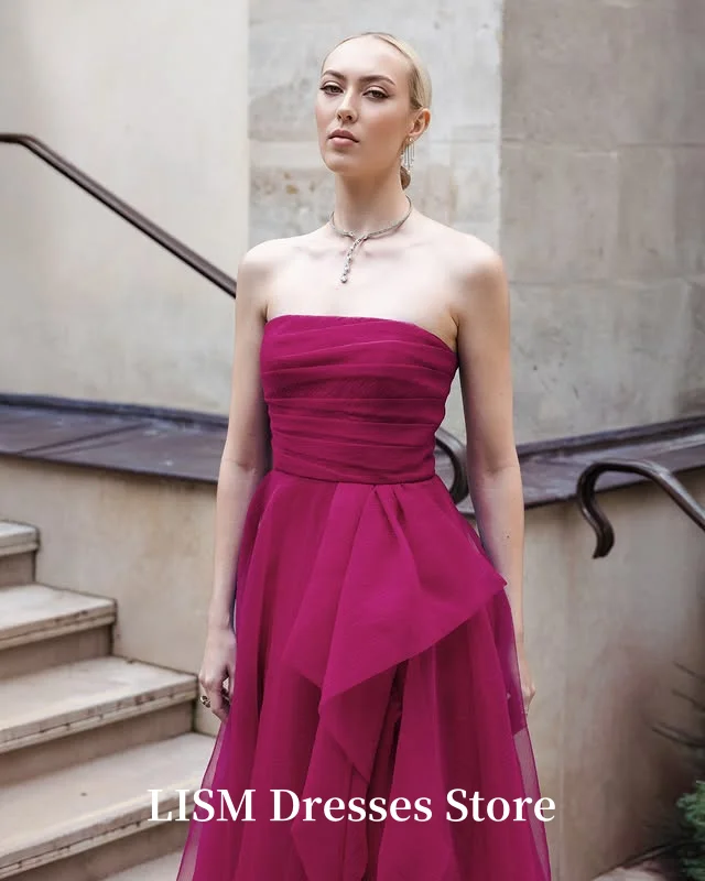 LISM ชุดราตรีทรงเอเกาะอกผ้าไหมชีฟองยาวชุดราตรีหรูหราที่กำหนดเองโรบ เดอ ซีรีปาร์ตี้เดรสสำหรับสตรี