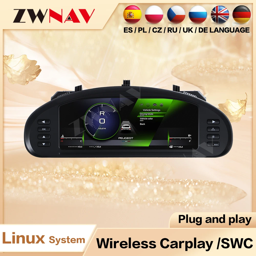 

12,3-дюймовый автомобильный ЖК-дисплей, цифровая приборная панель, кластер для Peugeot 407 2004-2010, автоматический спидометр, виртуальный прибор, панель, кабина