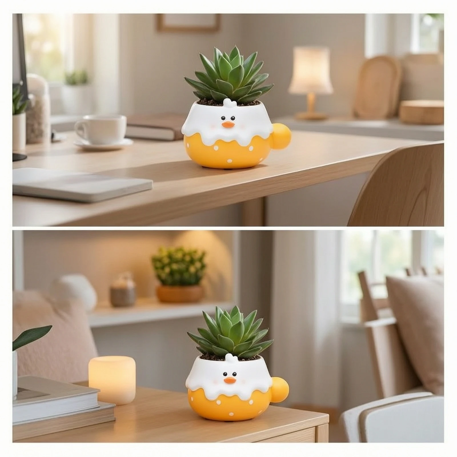 Animal Planter Cute Planter with Handle Succulent Pot Cartoon Flowerpot Whimsical for Plant Lovers, Desk, Windowsill view 4