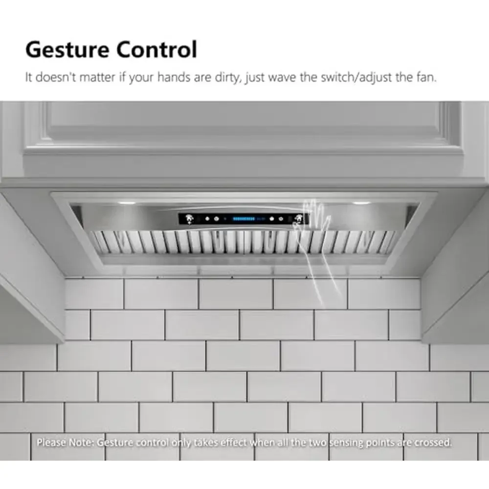 36 "مثبت/بدون مجاري الهواء إدراج شفاط المطبخ 900 CFM الفولاذ المقاوم للصدأ المطبخ تنفيس هود لفتة الاستشعار التحكم عن بعد 2 أضواء LED