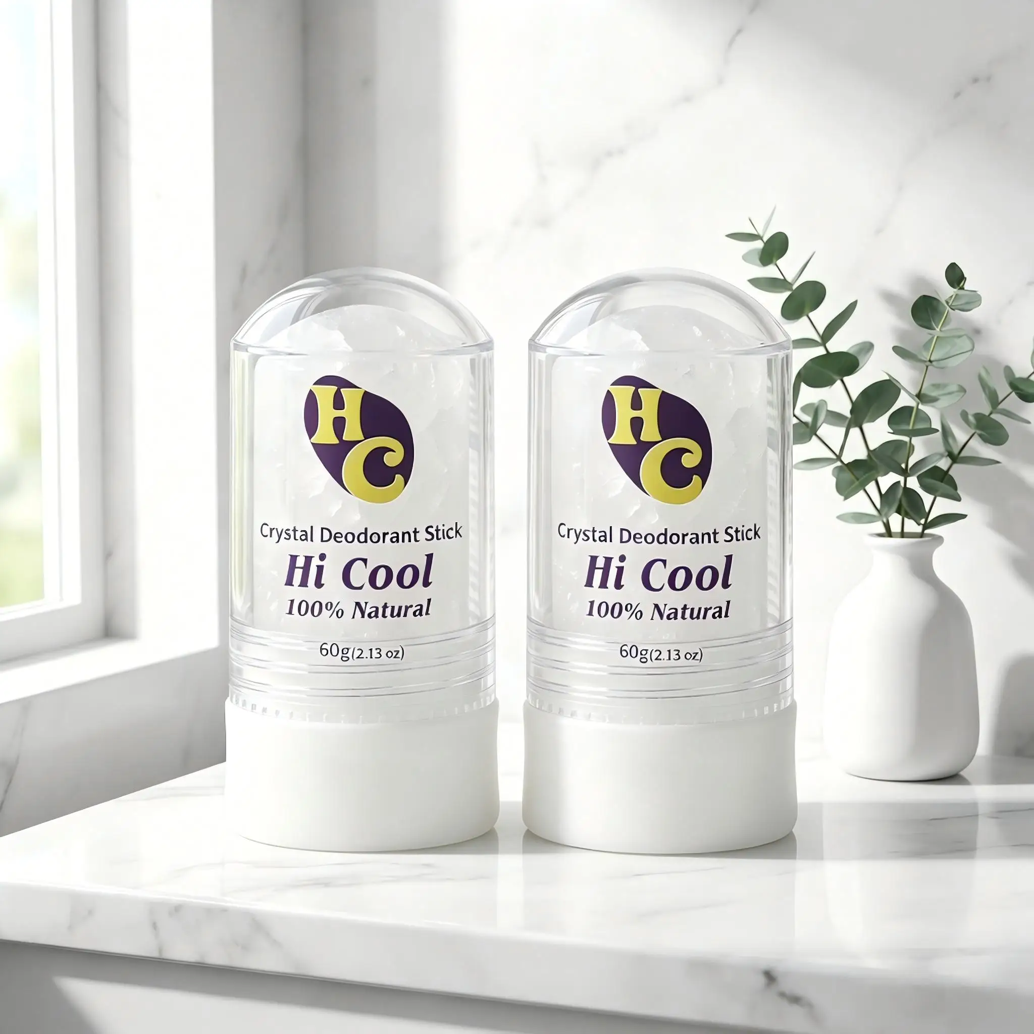 Mineral Crystal Deodorant Stones (2 Pack, 60g Each) – All Natural Deodorant for Women & Men, Unscented Mineral Salt Deodorant