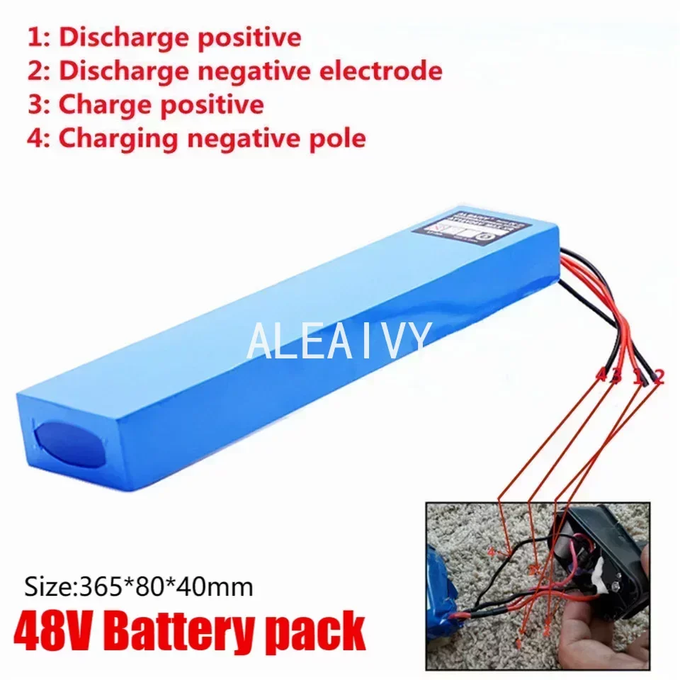 ALEVIY 48V 14Ah 20Ah 13S3P rechargeable lithium battery pack with BMS, suitable for 500W 750W 1000W electric tool batteries