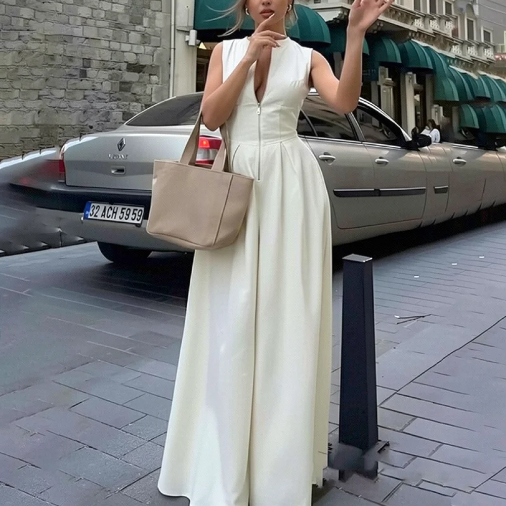 Jumpsuit Linen Relaxed - Womens Summer Jumpsuit 2026 Fashion Sleeveless